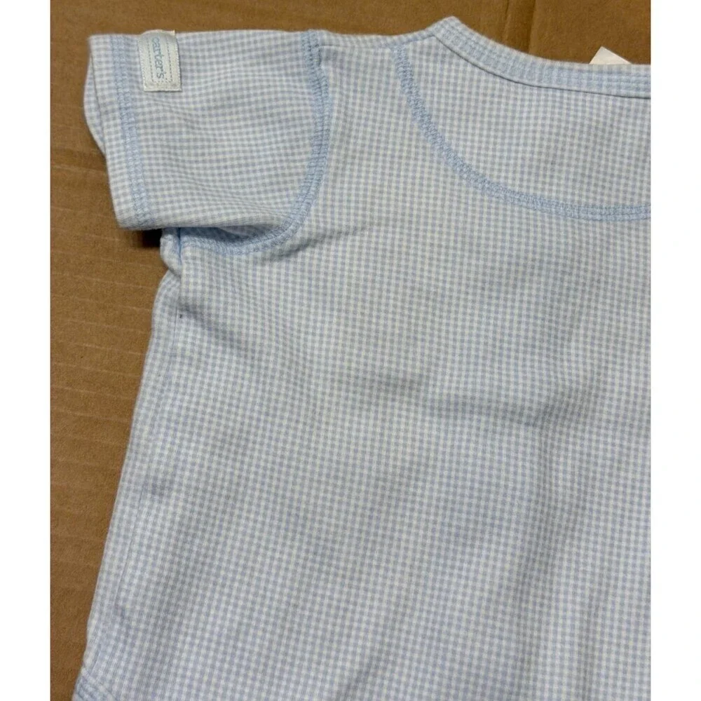 Baby Boy Vintage Carter's Just One Year 0-3 M Blue Check Embroidered Bear Romper